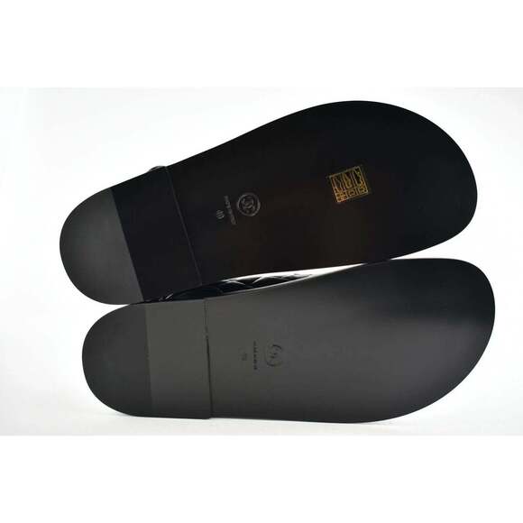 Chanel Black Leather Quilted Chain CC Logo Mule Slide Strap Flat Dad Sandal 40 - Picture 12 of 12